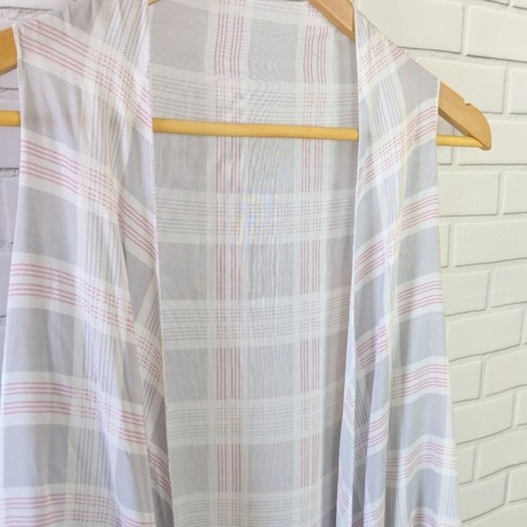 Icing Pink & Gray Plaid Duster Vest NWT - Picture 2 of 3
